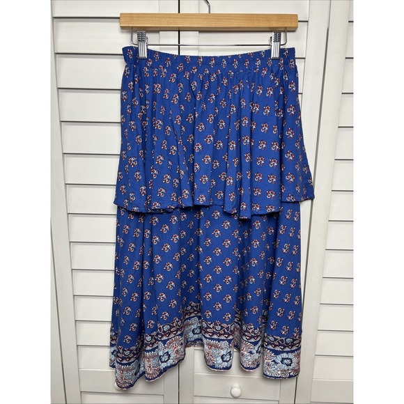 Faithfull The Brand Romy Strapless Tiered Dress Size Small Romantic Floral Blue - Picture 9 of 10